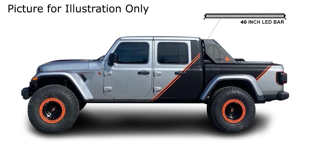 Vigor Black Horse Roll Bar Modular Black W/40 LED Light Bar Compatible with 2020-2024 Jeep Gladiator-VIRB09B-KIT