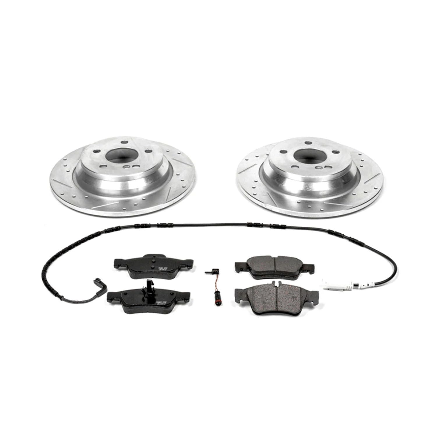 Power Stop K6200 Rear Brake Pads Z23 Carbon Fiber with Drilled & Slotted Brake Rotors Kit For Mercedes-Benz CL500 2003-2006, Mercedes-Benz S430 2003-2006 [Model Specific]