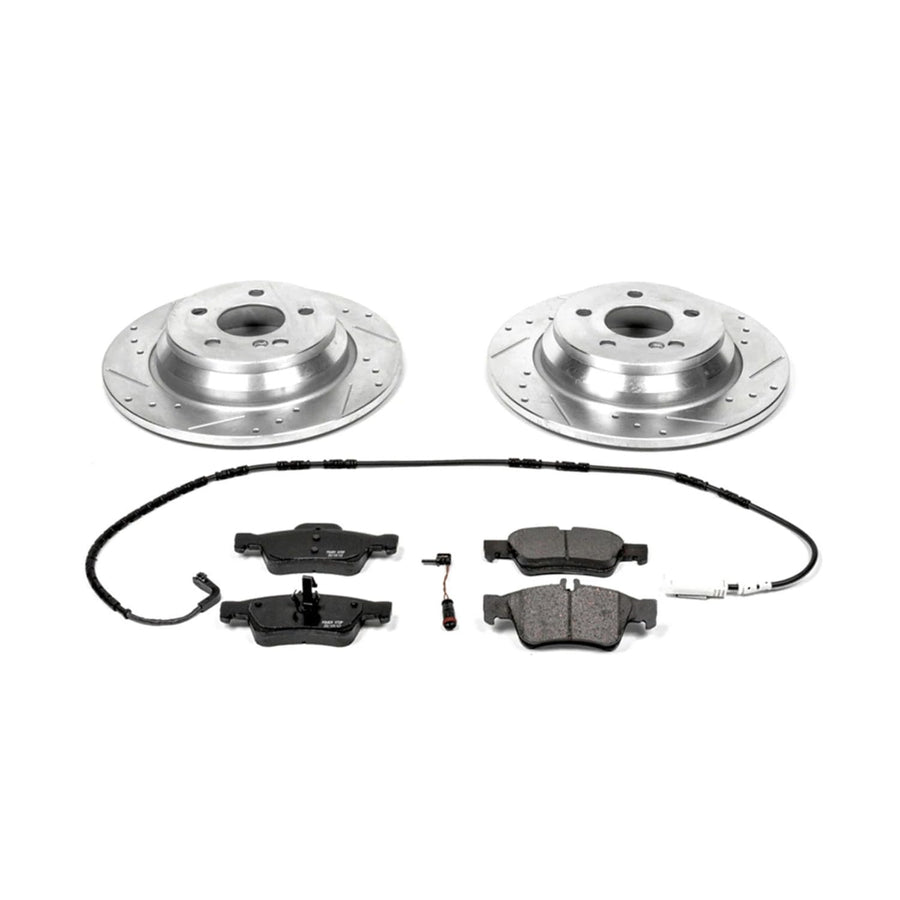 Power Stop K6200 Rear Brake Pads Z23 Carbon Fiber with Drilled & Slotted Brake Rotors Kit For Mercedes-Benz CL500 2003-2006, Mercedes-Benz S430 2003-2006 [Model Specific]