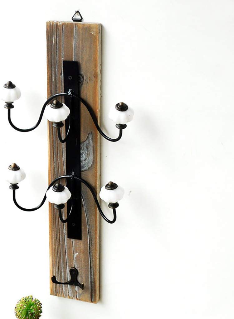 YIMJ Coat Rack Solid Wood Coat Hat Hook Retro Distressed Wall Mounted Multiple Hooks Creative Home Hanging Ornament