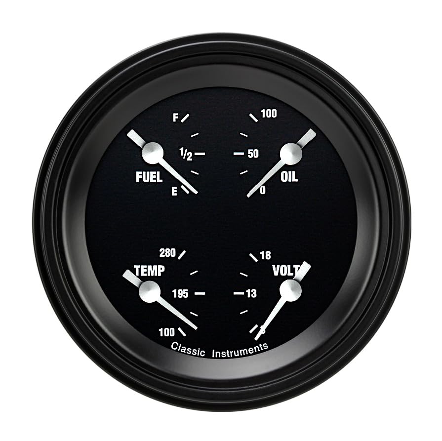 Hot Rod Classic Instruments HR79BLF 3In Quad Gauge 0-90 Ohm