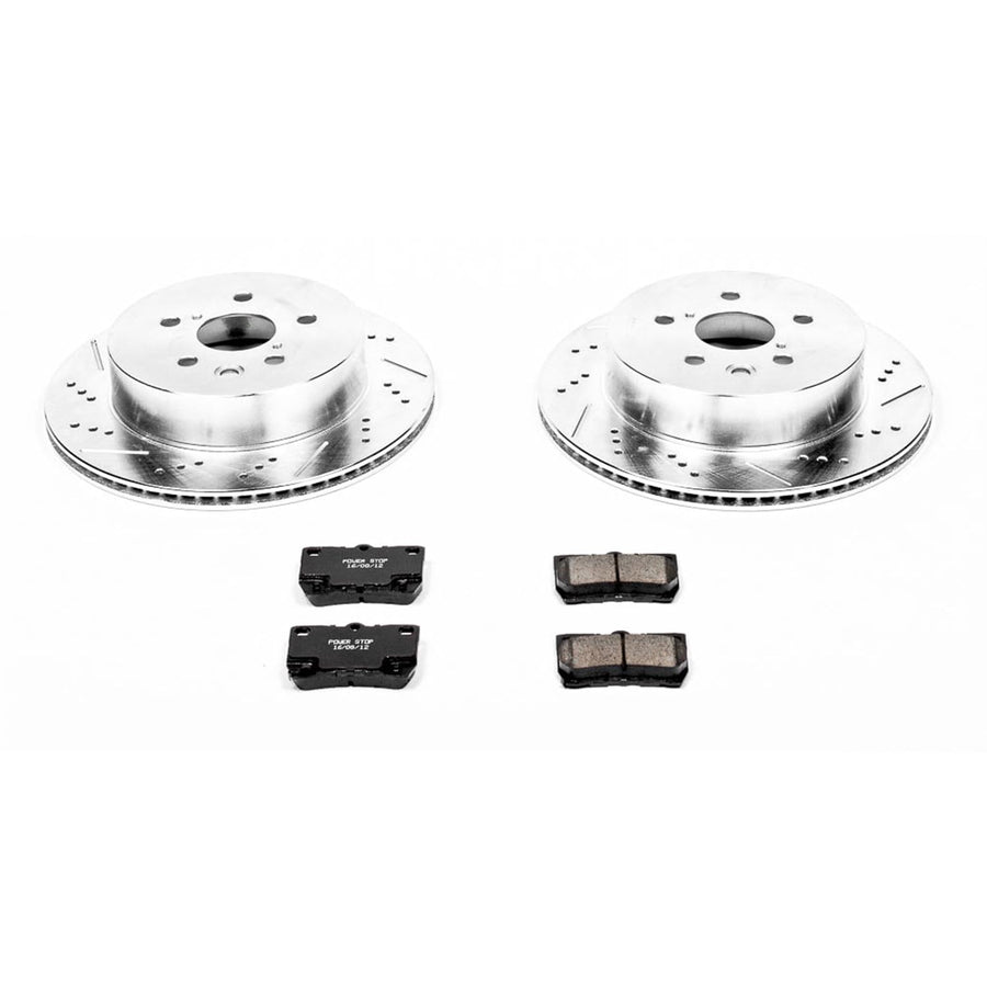 Power Stop K2977 Rear Brake Pads Z23 Carbon Fiber with Drilled & Slotted Brake Rotors Kit For Lexus GS, Lexus GS350, Lexus GS430, Lexus GS450h, Lexus GS460, Lexus IS250, Lexus IS350 [Model Specific]