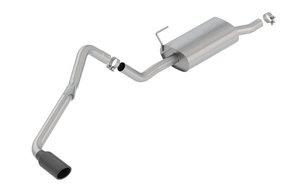 Borla S-Type 140802BC Cat-Back Exhaust System 2.5 in. Pipe 4 in. Tip Single Round Rolled Angle Cut Black Chrome Truck Side Exit T-304 Stainless Steel Cat-Back Exhaust System