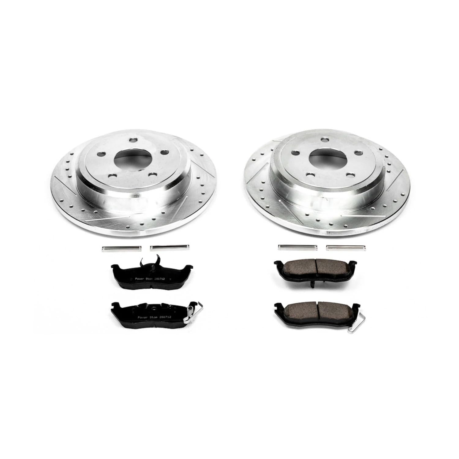 Power Stop K2221 Z23 Carbon Fiber Brake Pads with Drilled & Slotted Brake Rotors Kit For Jeep Commander 2006-2010, Jeep Grand Cherokee 2005-2010 [Model Specific]