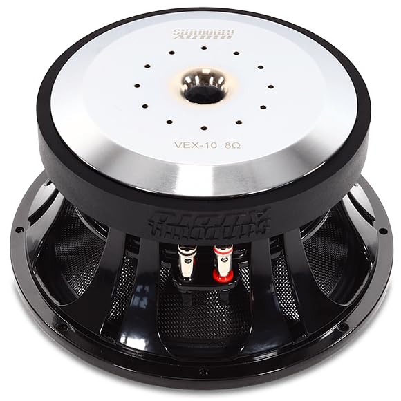 10" Sundown Audio VEX-10 500W RMS Pro Audio Midrange Speaker - 4-Ohm SVC, Carbon Fiber Cone, Ferrite Motor, High SPL 96.6dB, Vented Cast Frame, Mid-Bass Optimized Car Audio