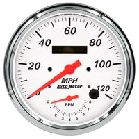 Auto Meter Gauge, Tach/Speedo, 5", 120Mph & 8K RPM, Elec. Program., Arctic White