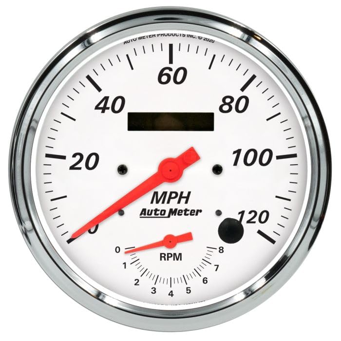 Auto Meter Gauge, Tach/Speedo, 5", 120Mph & 8K RPM, Elec. Program., Arctic White