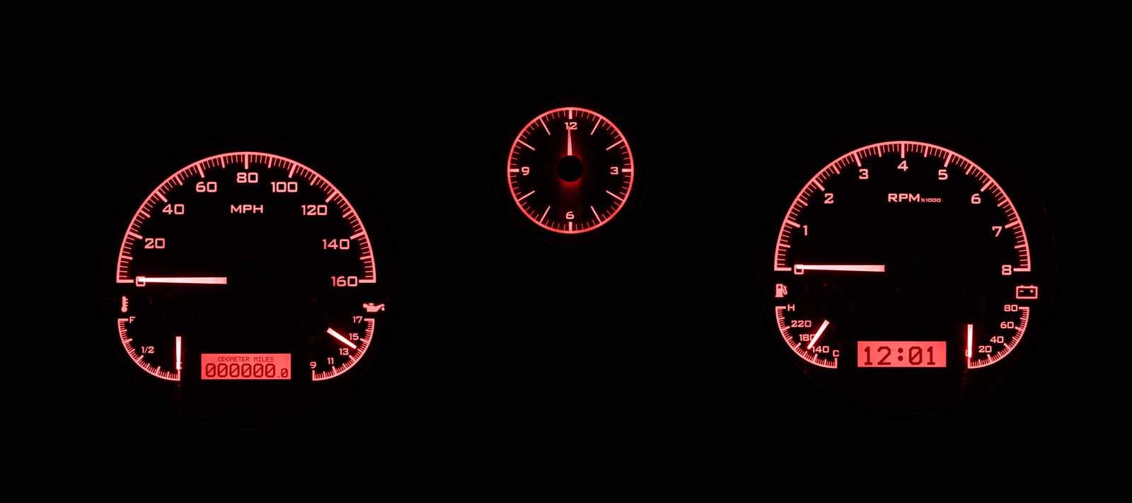 Dakota Digital VHX-71F-MUS-K-R Analog Dash Gauge System Compatible with 1971-73 Ford Mustang Black Alloy Red Backlighting