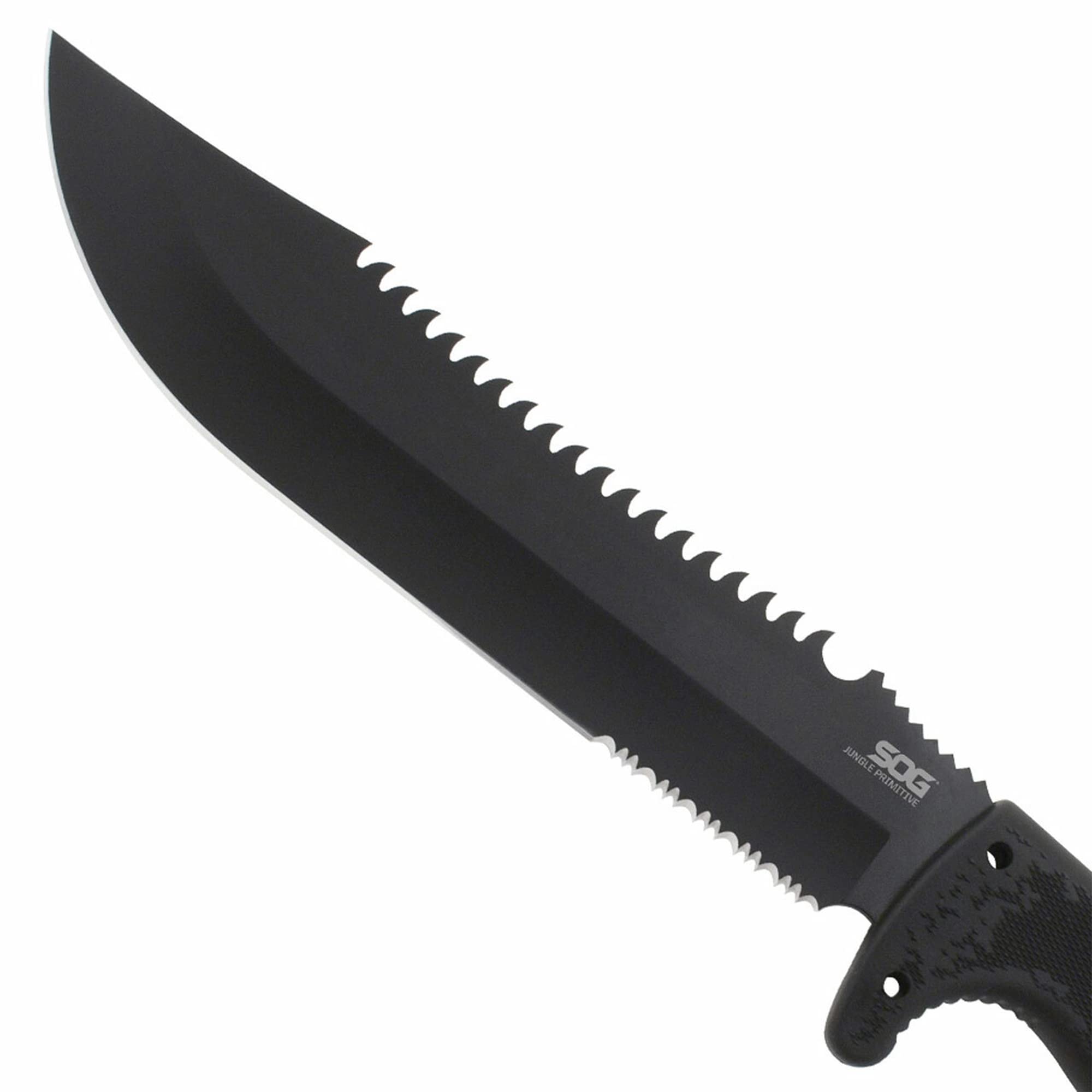 SOG Fixed Blade Jungle Primitive- Camping and Field Tactical Machete with Sheath for Clearing Brush, Full Tang Survival Knife 15.3 Inches (F03TN-CP), Steel,Black
