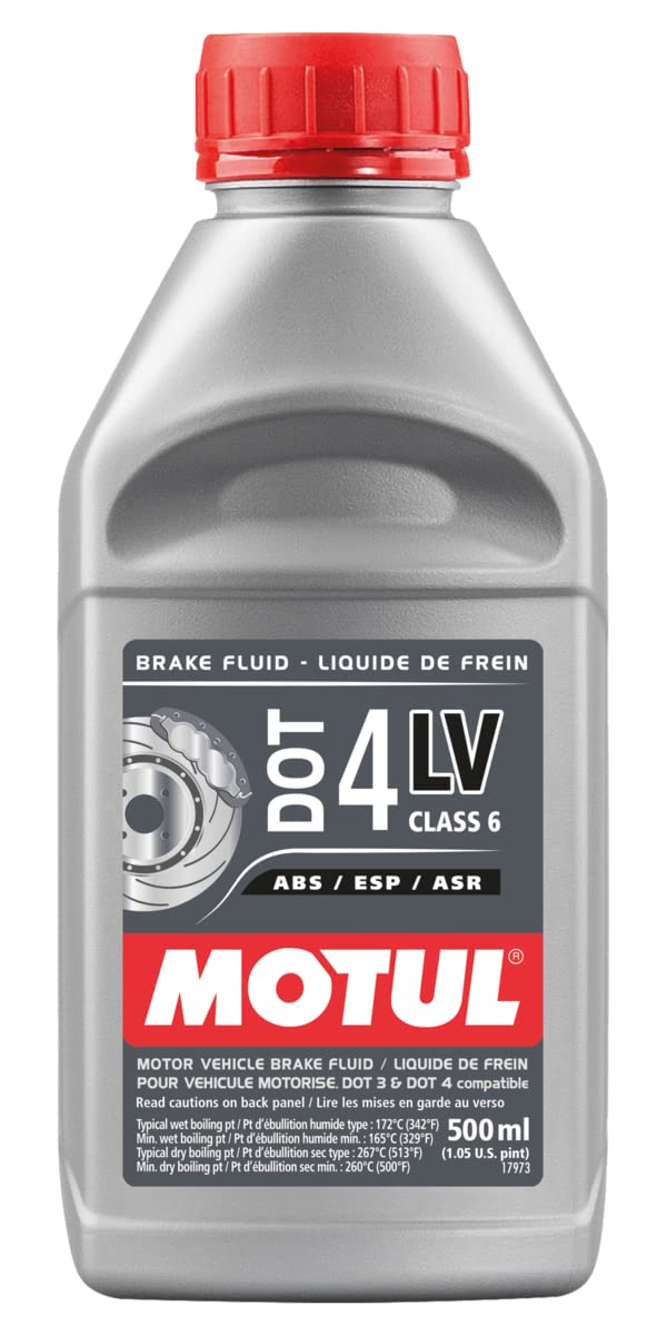 MOTUL Brake Fluid DOT 4 LV Low Viscosity Racing Hydraulic Clutch 500 Milliliters Class 6 ABS ESP ASR
