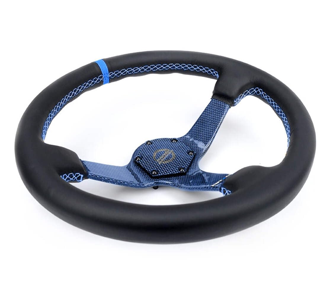 NRG Innovations Carbon Fiber Steering Wheel NRG-RST-036CF-BL 350mm Blue Carbon Fiber, Blue Stiching, Blue Center Mark, Leater