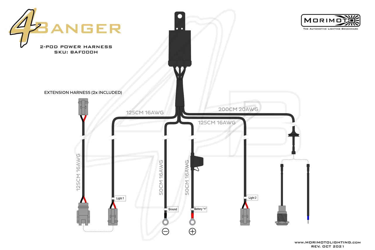 Switched Power Harness Morimoto: 2X Outputs BAF000H