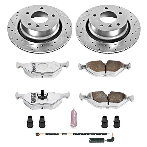 Power Stop K962-26 Z26 Carbon Fiber Brake Pads Rear with Drilled & Slotted Brake Rotors Kit For BMW Z4 2003-2008 [Model Specific]