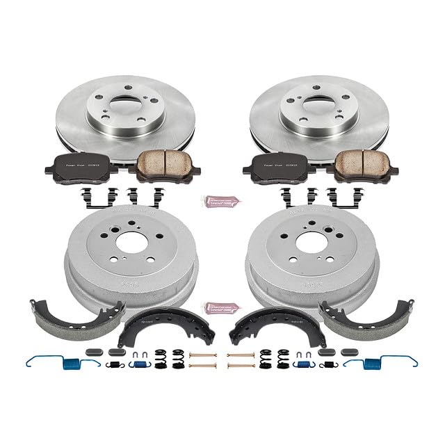 Power Stop Autospecialty KOE15064DK Front and Rear Replacement Brake Kit-OE Brake Drums & Ceramic Brake Pads For Toyota Solara 1999-2001 [Model Specific]