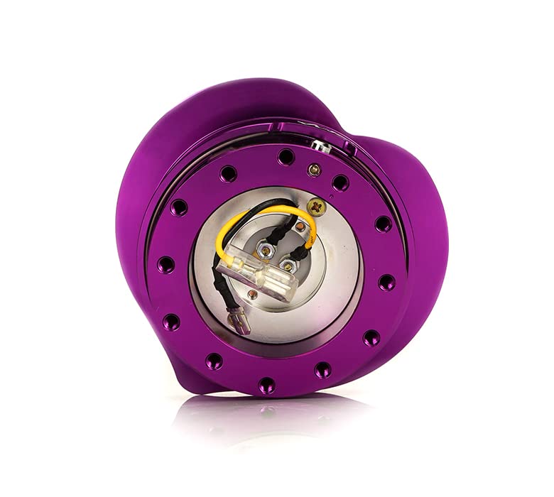 NRG Innovations Steering Wheel NRG-SRK-143PP Quick Release Kit Adapter Purple Body/Purple Heart Shape Ring Flares, 6x70mm & 6x74mm Bolt Pattern