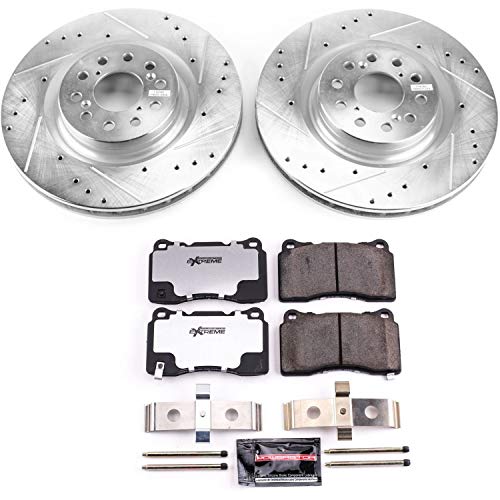 Power Stop K7869-26 Z26 Carbon Fiber Brake Pads Front with Drilled & Slotted Brake Rotors Kit For Honda Civic 2017-2019 [Model Specific]