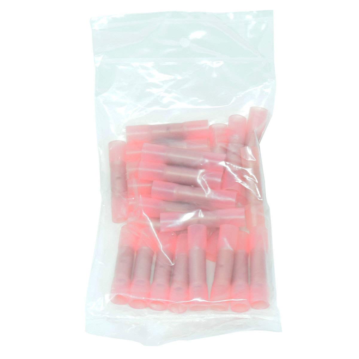 8 Gauge Install Bay Red Heat Shrinkable Butt Connectors - 25 Per Pack Waterproof Electrical Terminals Insulated AWG Automotive, Marine, Audio, and Industrial Grade Splice