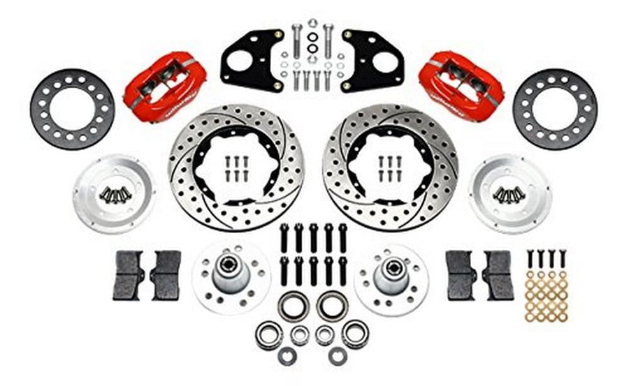 Wilwood Brake Engineering System, Forged Dynalite Pro Series, Front, 4 Piston Caliper, 11.000 in Plain Iron Rotor, Offset, Aluminum, Black Powder Coat, Mopar B-Body/E-Body 1964-72, Kit