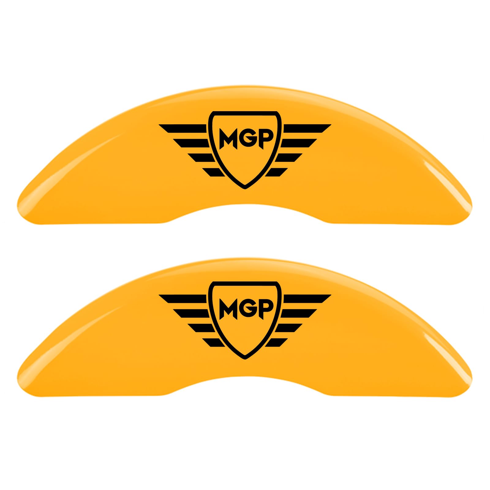 Brake Caliper Covers MGP for Chevy Camaro (2017-24') Fits 18"+ Wheels – Yellow Powder Coated Finish, Engraved MGP Logo with Black Characters, Aluminum Front and Rear Caliper Covers (Set of 4)