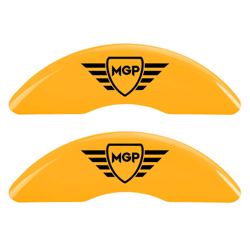 Brake Caliper Covers MGP for Tesla Model S 2012-2017 (Fits 19”+ Wheels - Requires Mando Rear Brake) Yellow Powder Coated Finish, Engraved Black MGP Logo, Aluminum Caliper Covers (Set of 4)