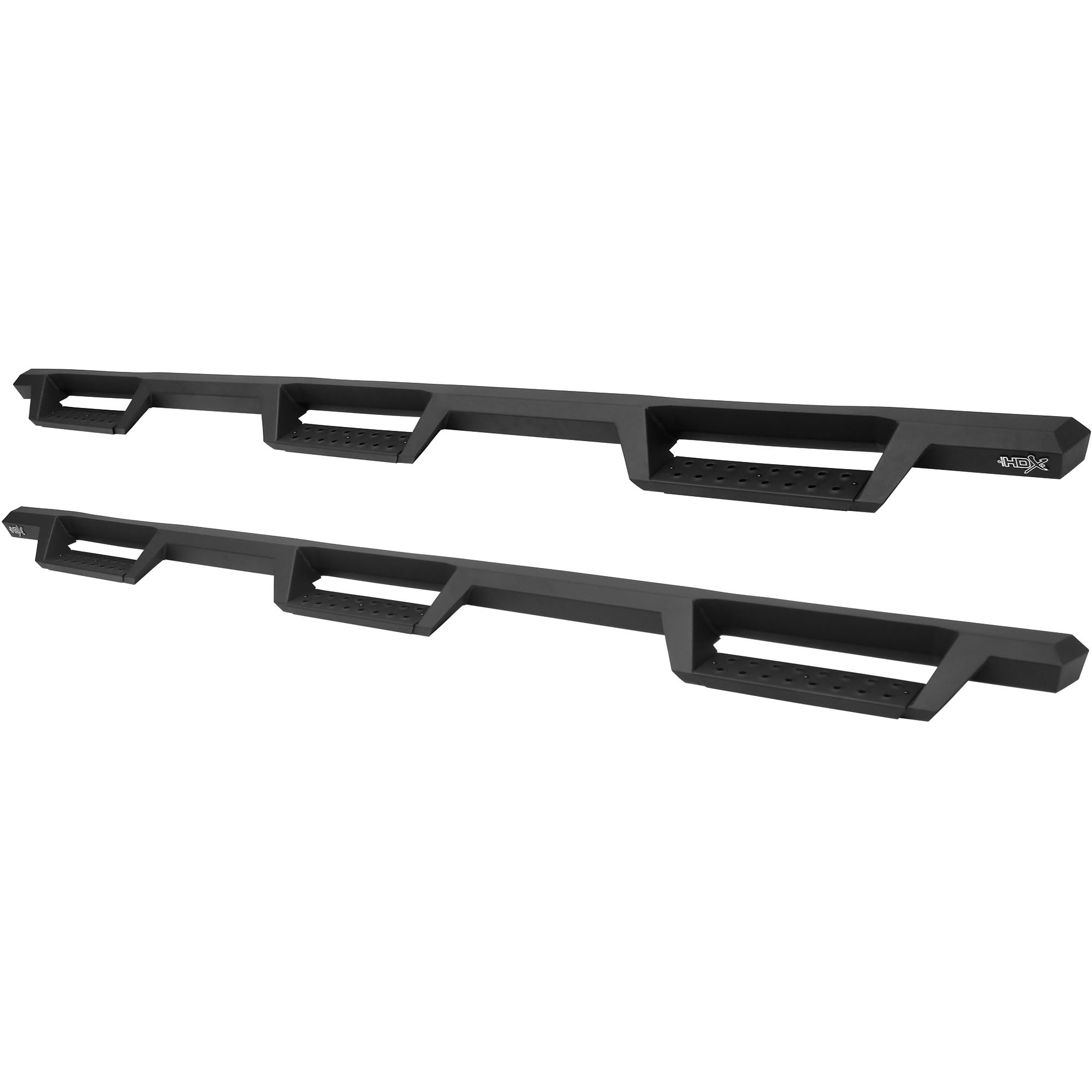 56-534585 Westin HDX Drop Wheel to Wheel Nerf Bars fits 2007-2019 Silverado Sierra 2500 3500 Crew Cab 8' Bed (Exc Dually and 2007 Classic) Textured Black Pair