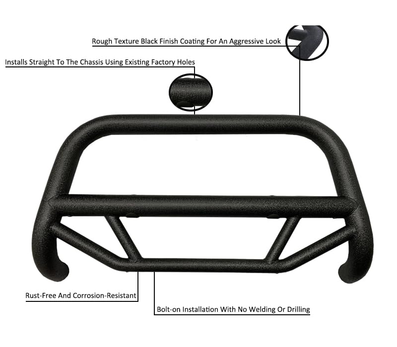 Max T Bull Bar Black Horse Textured Black Compatible with 2007-2021 Toyota Tundra-MBT-MT0212