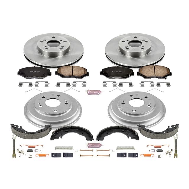 Power Stop Autospecialty KOE15243DK Front and Rear Replacement Brake Kit-OE Brake Drums & Ceramic Brake Pads For Honda Civic 2013-2015 [Model Specific]