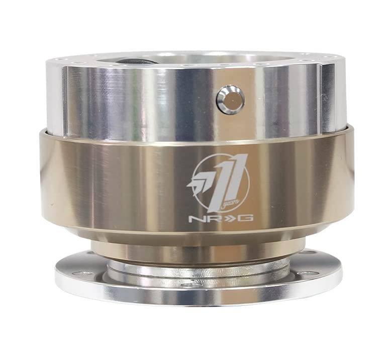 NRG Innovations 6-Holes Gen 1.5 Racing Steering Wheel Quick Release Adapter With Mounting Bolts, Titanium Chrome Ring, NRG-SRK-100TI