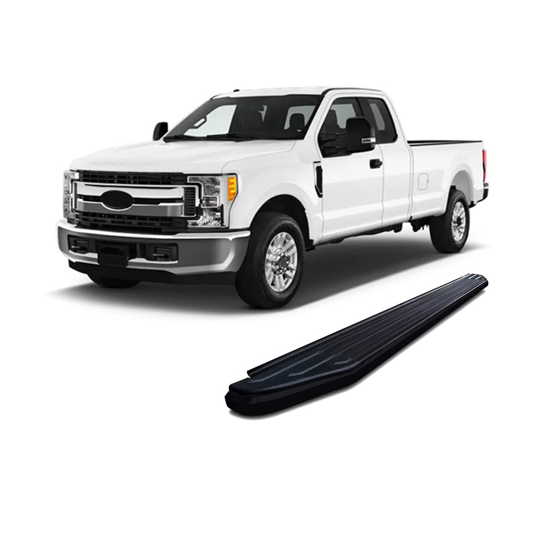 Peerless Black Horse Running Boards Compatible with 2017-2023 Ford F-250/F-350/F-450/F-550 Super Duty|2015-2023 Ford F-150-PR-F279BK