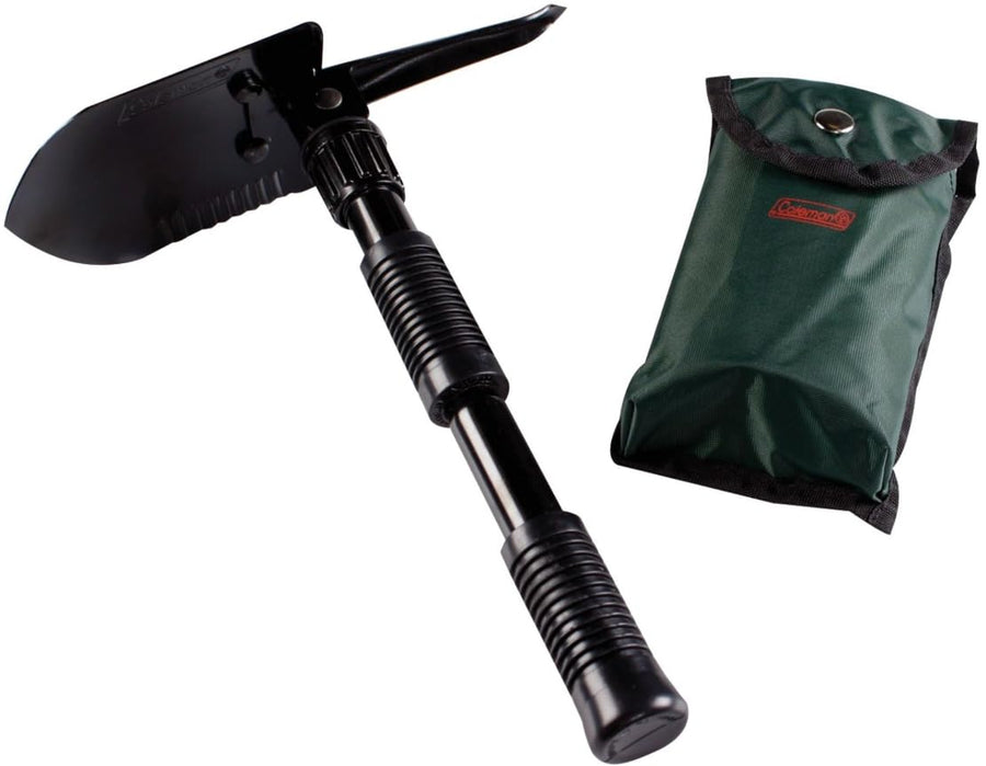 Folding Shovel & Pick Coleman Backpacking, Steel Folding Spade with Serrated Edge & Carry Case, Great for Camping, Fire Pits, Emergencies, Backyard, & More