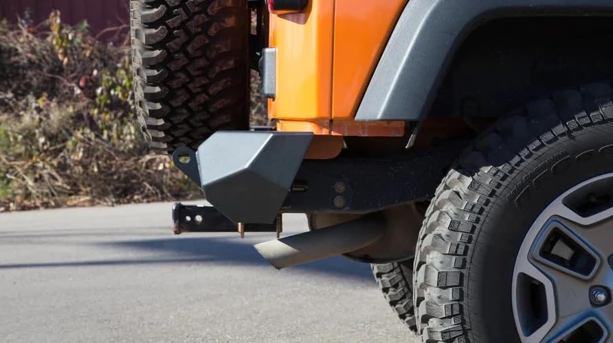 CrawlTek Rear Bumper Pyro Midwidth - Black compatible with 2007-2018 Jeep Wrangler JK