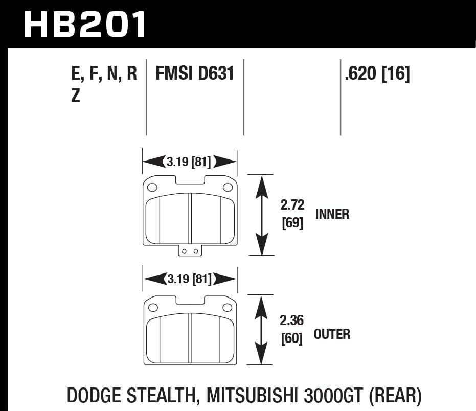 Hawk Performance HP Plus HB201R.620 Crossover Street/Motorsport Brake Pads