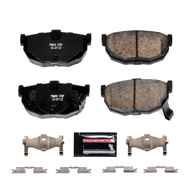 Power Stop Z23-323 Z23 Evolution Sport Carbon Fiber Infused Ceramic Brake Pads with Hardware For Elantra, Tiburon, Tiburon, Spectra, Spectra5, Nissan Maxima, Nissan Stanza [Model Specific]
