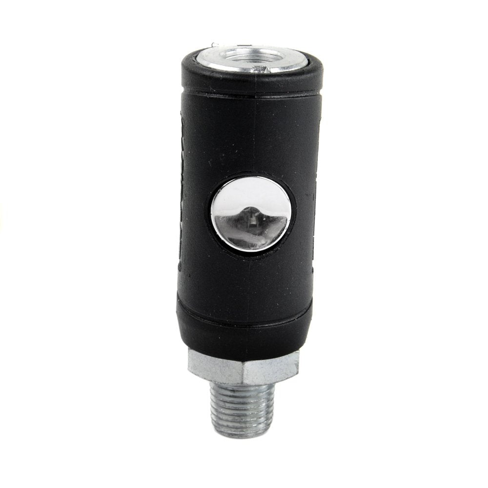 K7221 Rapidair Push Button Safety Air Quick Coupler, 1/4 Male NPT, Black