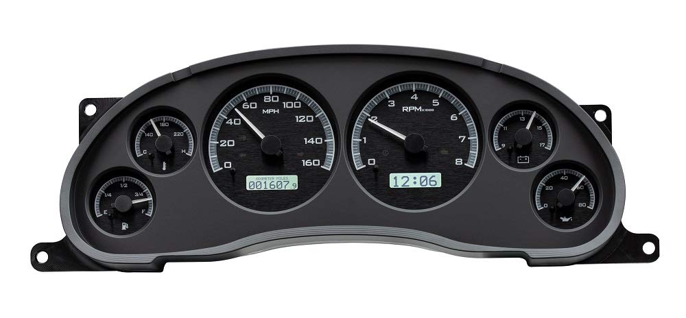 Dakota Digital VHX-94F-MUS-K-W Analog Dash Gauge System Compatible with 1994-2004 Ford Mustang Black Alloy Style White Backlighting