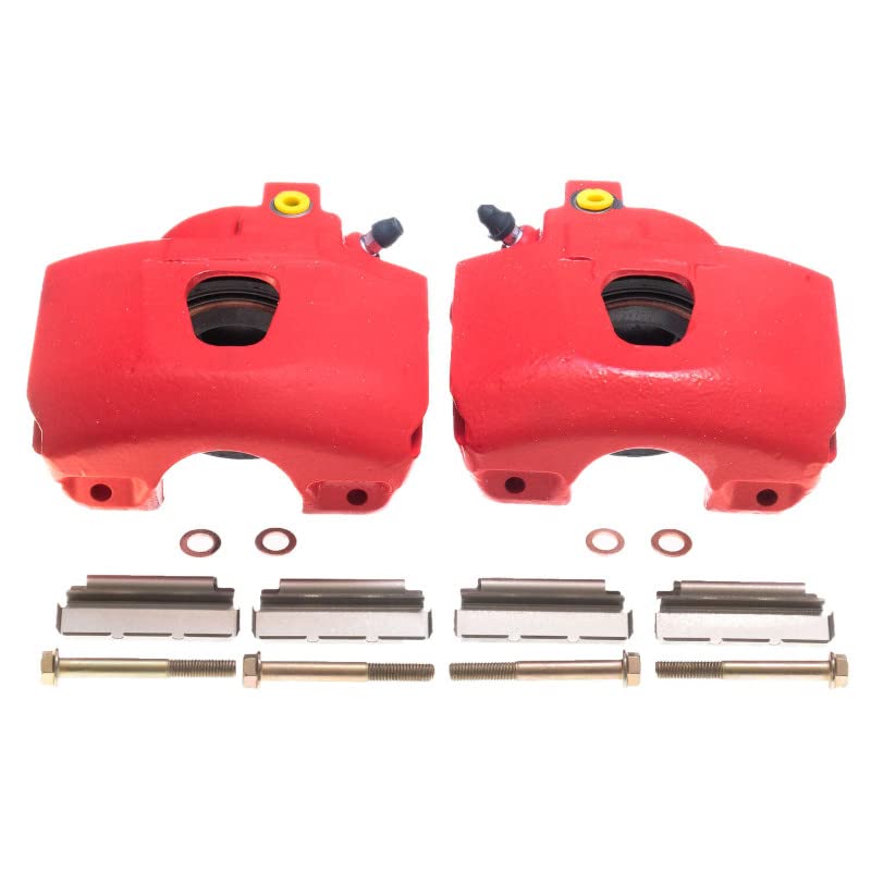 Power Stop Front S4390 Pair of Red High-Temp Powder Coated Calipers For Ford Bronco, Ford E-, Ford E-150 Club Wa, Ford E-150 Econoline, Ford E-150 Econoline Club Wagon, Ford F-150 [Model Specific]