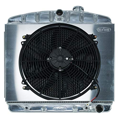 55-56 Tri-5 Chevy Radiator and 16in Fan Kit COLD - CASE 6 Cyl, Silver (CHT563AK)