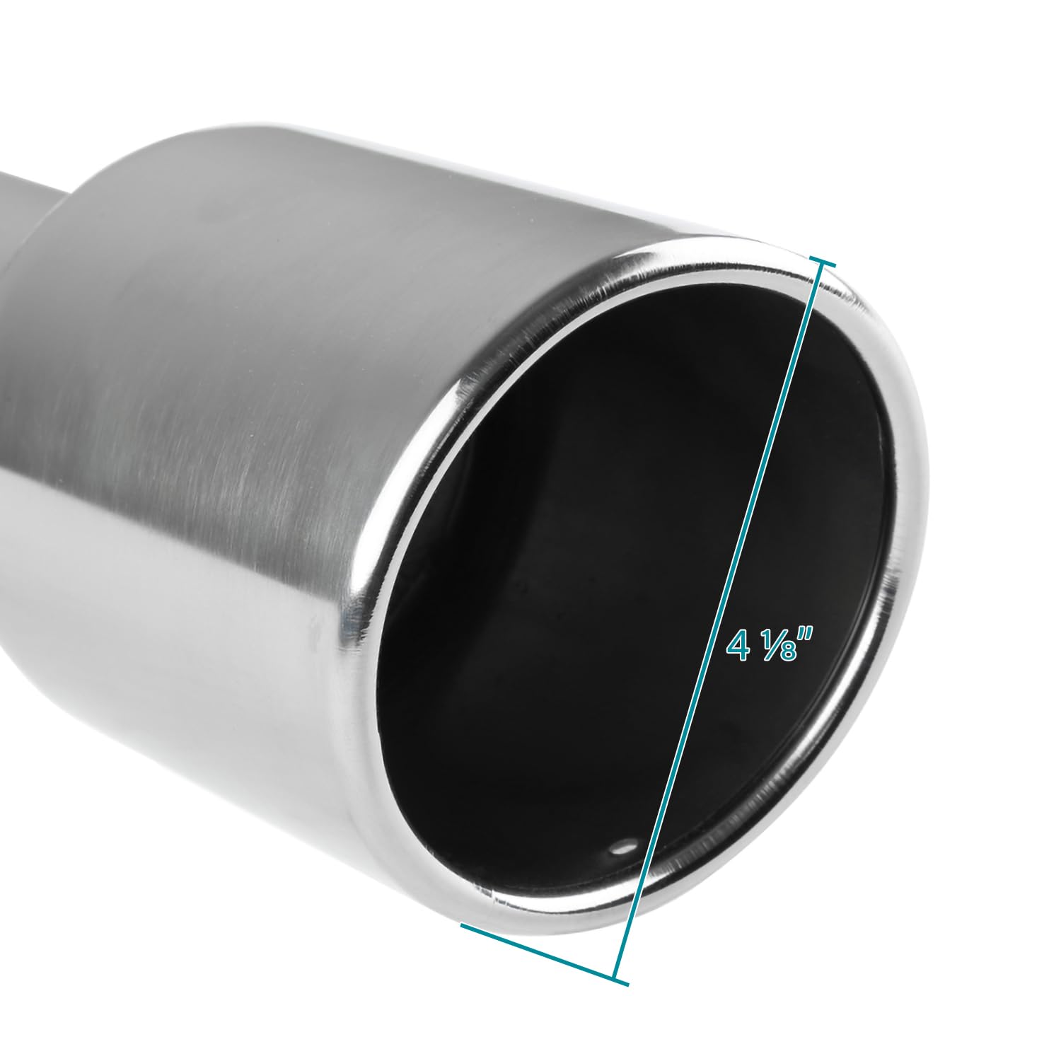 4.125" Slant Angle Cut Round Tip Stainless Steel Exhaust Muffler Spec-D Tuning 2.5" Inlet