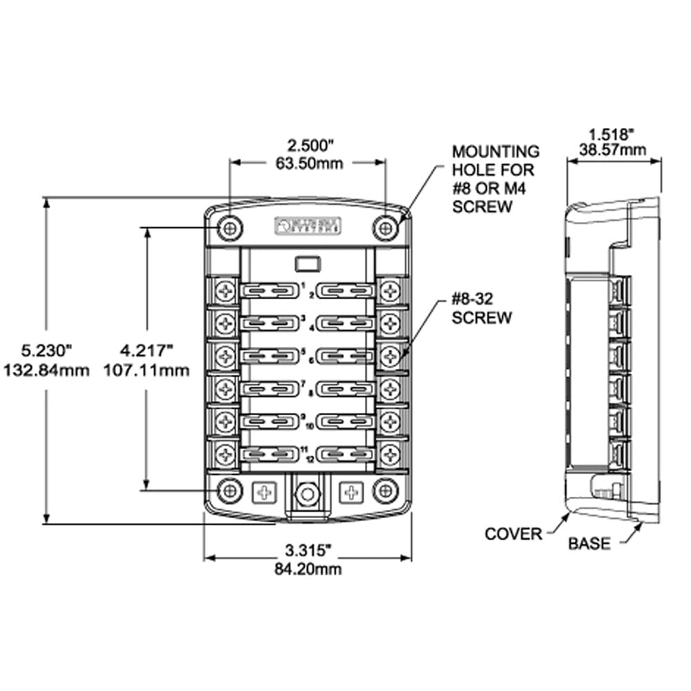 Fuse Block Blue Sea Systems 5029 Screw Term Blade