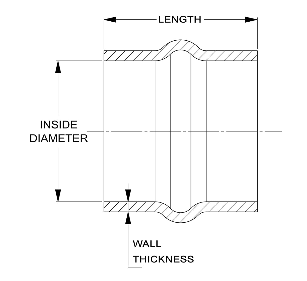 HPS High Temperature HTSHC-187-L6-BLK 4-ply Polyester Silicone Straight Hump Coupler Hose, 1-7/8" ID, 5 mm Wall Thickness, 6" Length, Black