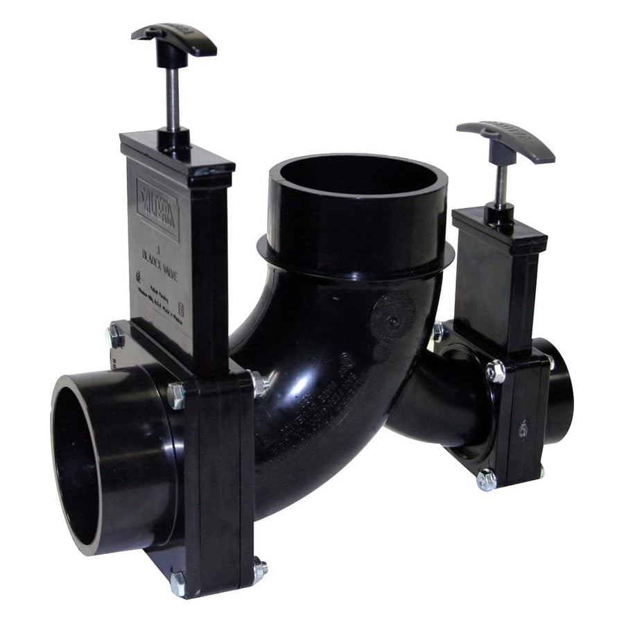 Valterra T81A Double Rotating Valve, 3in Spigot X 1-1/2in Hub X 3in Spigot Outlet