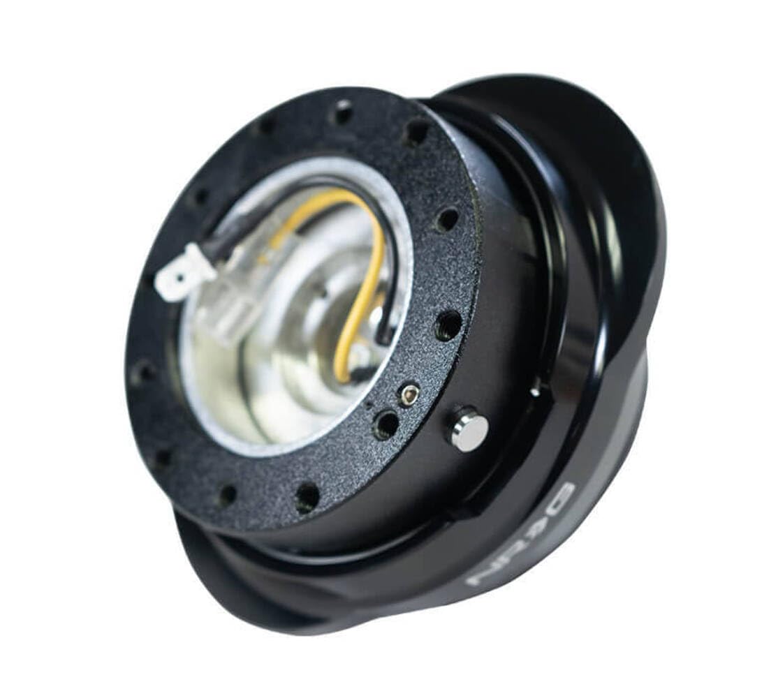 NRG Innovations GEN 2.2 NRG-SRK-220BK Steering Wheel Quick Release Adapter, 6-Hole & 6x70 and 6x74mm Bolt Patterns Black Body/Shinny Black Oval Ring