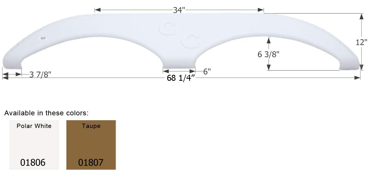 Tandem Axle Fender Skirt ICON 01806 for Forest River - Polar White