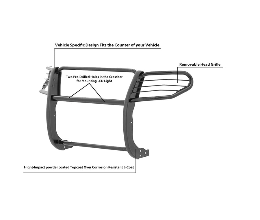 Bumper Guard Black Horse Grille brush Modular Semi-Gloss Black Compatible with 2007-2014 Ford Expedition-17FP31MA