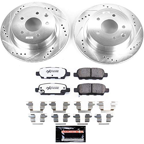 Power Stop K7881-26 Z26 Carbon Fiber Brake Pads with Drilled & Slotted Brake Rotors Kit Rear