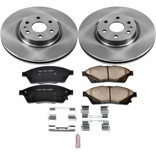 Power Stop Autospecialty KOE5545 Front Replacement Brake Kit-OE Brake Rotors & Ceramic Brake Pads For Cadillac SRX 2010-2016, Saab 9-4X 2011 [Model Specific]