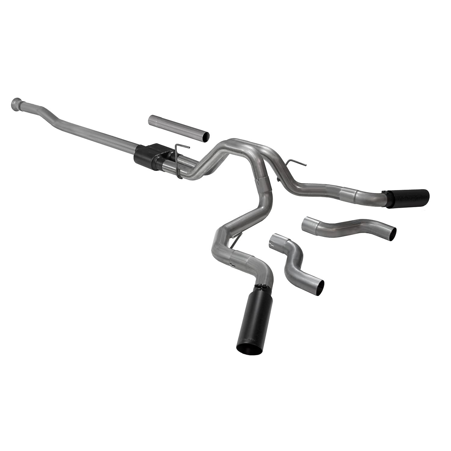 Outlaw Flowmaster 817981 Cat-Back Exhaust Kit 3 Inch 409 Stainless Steel Dual Exit 4 Inch Black Ceramic Coated 304 Stainless Steel Tips Compatible with 2021-2024 Ford F-150 2.7L 3.5L 5.0L