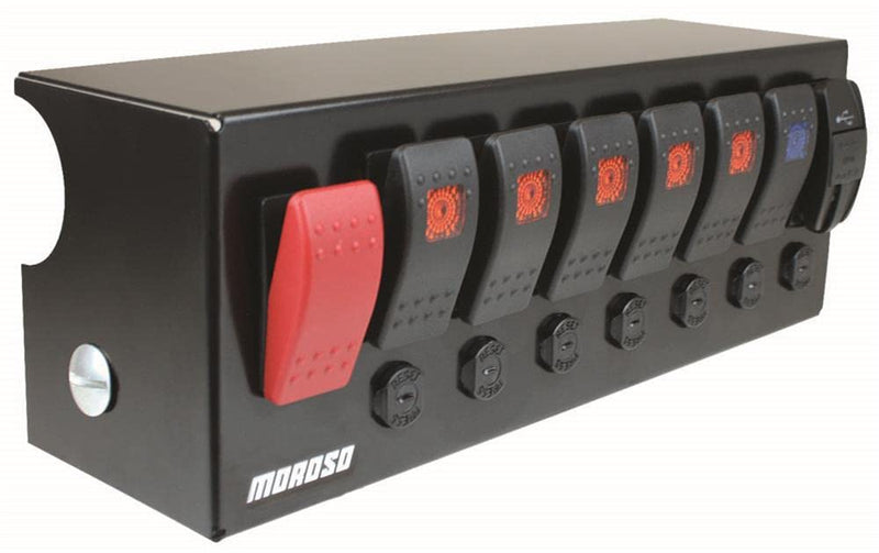 Moroso ROCKER SWITCH PANEL, LED WITH USB AND BREAKERS, ROLL CAGE