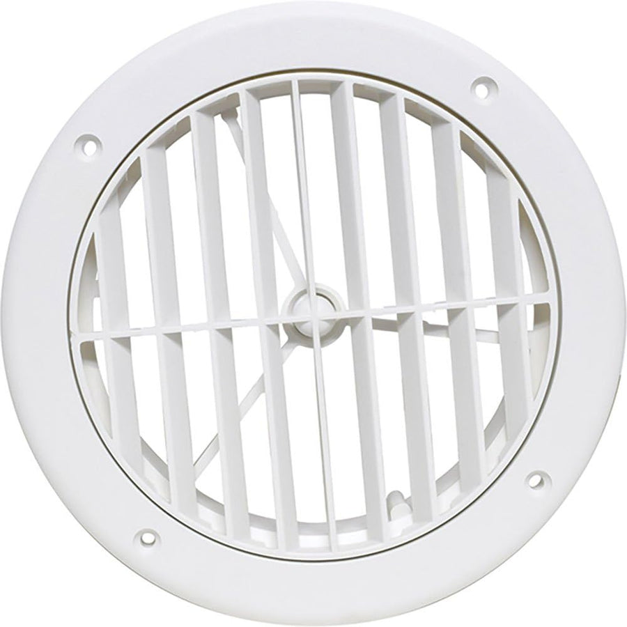 Heating and A/C Register Valterra A10-3363VP with 360° Rotation (No Damper) - 5-1/4" ID x 7" OD, White