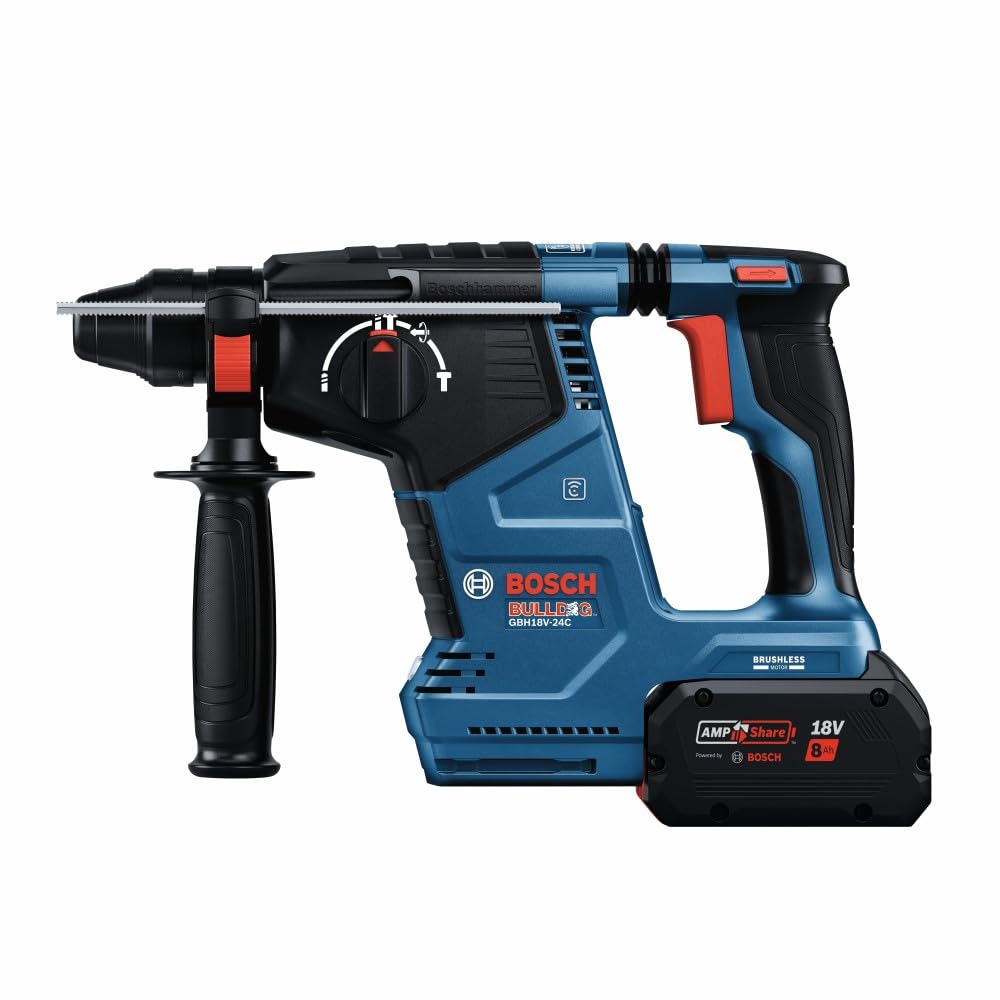 Bosch 18V GBH18V-24CK24 Brushless Connected SDS-plus® Bulldog™ 1 In. Rotary Hammer with (2) CORE18V® 8 Ah High Power Batteries